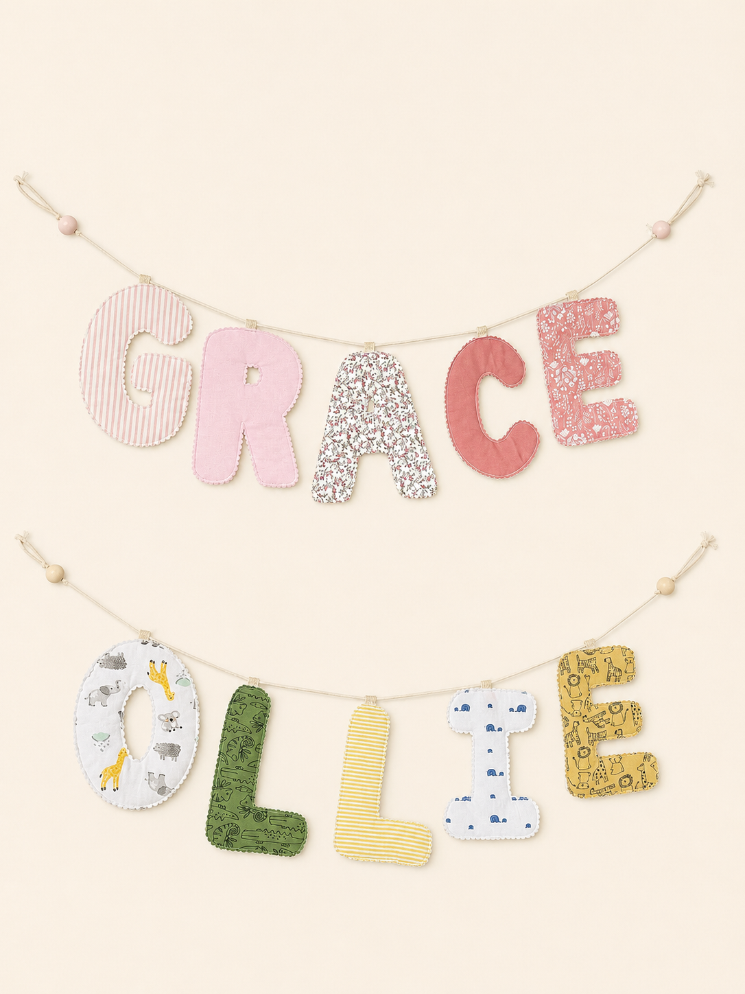 Quilted name bunting