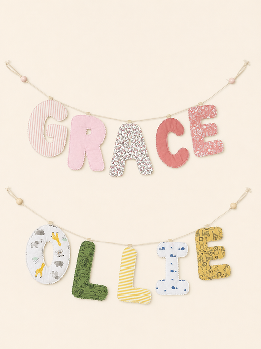Quilted name bunting